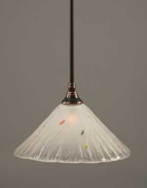 Stem Mini Pendant With Hang Straight Swivel Shown In Black Copper Finish With 12" Frosted Crystal Glass