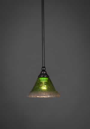 Stem Mini Pendant With Hang Straight Swivel Shown In Black Copper Finish With 7" Kiwi Green Crystal Glass