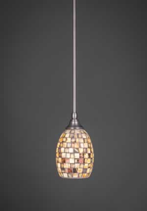 Stem Mini Pendant With Hang Straight Swivel Shown In Brushed Nickel Finish With 5" Sea Haze Seashell Glass