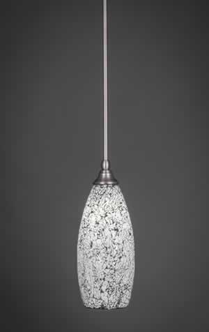 Stem Mini Pendant With Hang Straight Swivel Shown In Brushed Nickel Finish With 5.5" Black Fusion Glass