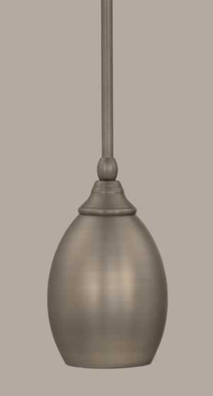 Stem Mini Pendant With Hang Straight Swivel Shown In Brushed Nickel Finish With 5” Brushed Nickel Oval Metal Shade