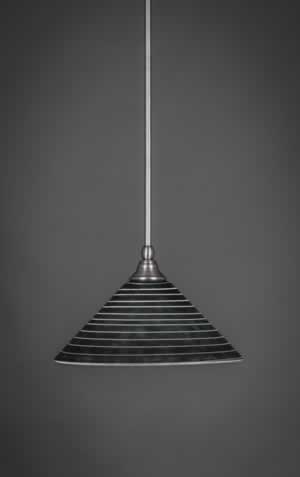 Stem Mini Pendant With Hang Straight Swivel Shown In Brushed Nickel Finish With 12" Charcoal Spiral Glass