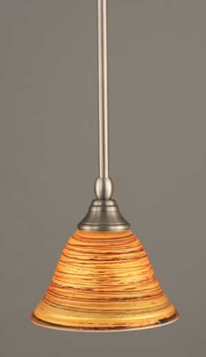 Stem Mini Pendant With Hang Straight Swivel Shown In Brushed Nickel Finish With 7" Firré Saturn Glass