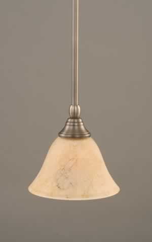 Stem Mini Pendant With Hang Straight Swivel Shown In Brushed Nickel Finish With 7" Italian Marble Glass