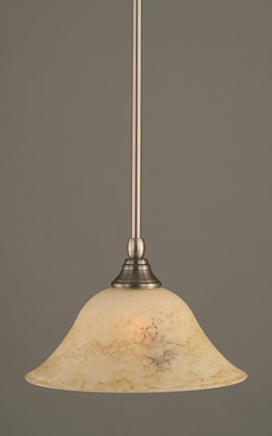 Stem Mini Pendant With Hang Straight Swivel Shown In Brushed Nickel Finish With 10" Italian Marble Glass
