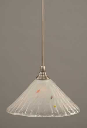 Stem Mini Pendant With Hang Straight Swivel Shown In Brushed Nickel Finish With 12" Frosted Crystal Glass