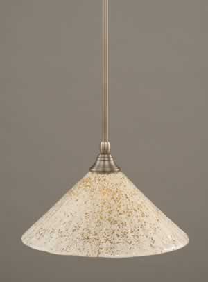 Stem Mini Pendant With Hang Straight Swivel Shown In Brushed Nickel Finish With 12" Gold Ice Glass