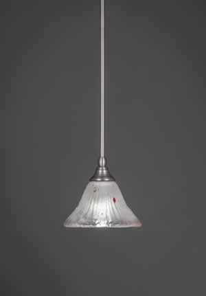 Stem Mini Pendant With Hang Straight Swivel Shown In Brushed Nickel Finish With 7" Frosted Crystal Glass