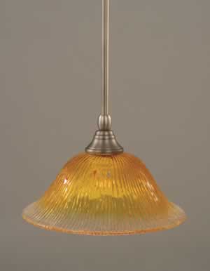 Stem Mini Pendant With Hang Straight Swivel Shown In Brushed Nickel Finish With 10" Gold Champagne Crystal Glass