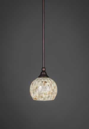Stem Mini Pendant With Hang Straight Swivel Shown In Bronze Finish With 6" Mystical Seashell Glass