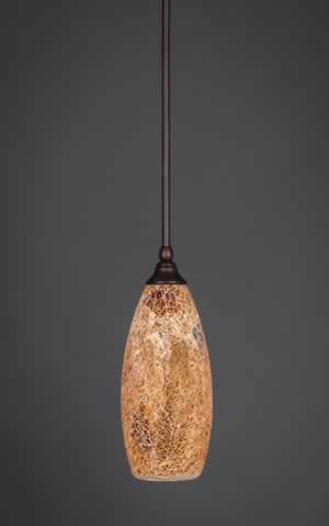 Stem Mini Pendant With Hang Straight Swivel Shown In Bronze Finish With 5.5” Gold Fusion Glass