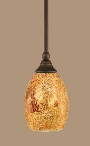 Stem Mini Pendant With Hang Straight Swivel Shown In Bronze Finish With 5” Gold Fusion Glass