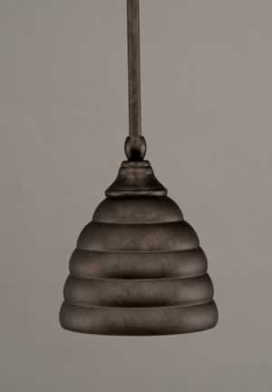 Stem Mini Pendant With Hang Straight Swivel Shown In Bronze Finish With 6" Beehive Metal Shade"
