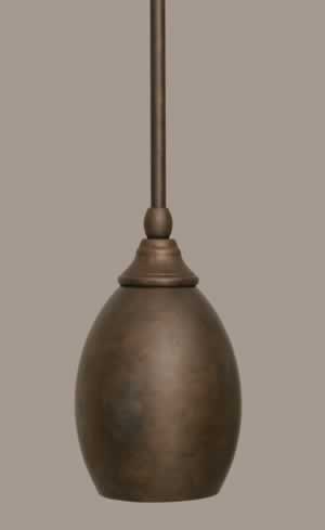 Stem Mini Pendant With Hang Straight Swivel Shown In Bronze Finish With 5” Bronze Oval Metal Shade