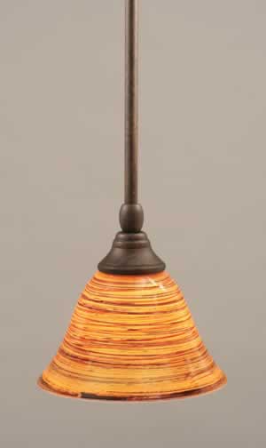 Stem Mini Pendant With Hang Straight Swivel Shown In Bronze Finish With 7" Firré Saturn Glass