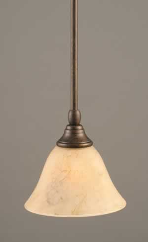 Stem Mini Pendant With Hang Straight Swivel Shown In Bronze Finish With 7" Italian Marble Glass