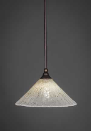 Stem Mini Pendant With Hang Straight Swivel Shown In Bronze Finish With 12" Gold Ice Glass