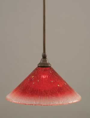 Stem Mini Pendant With Hang Straight Swivel Shown In Bronze Finish With 12" Raspberry Crystal Glass