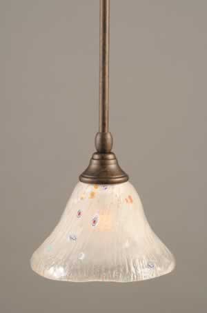 Stem Mini Pendant With Hang Straight Swivel Shown In Bronze Finish With 7" Frosted Crystal Glass