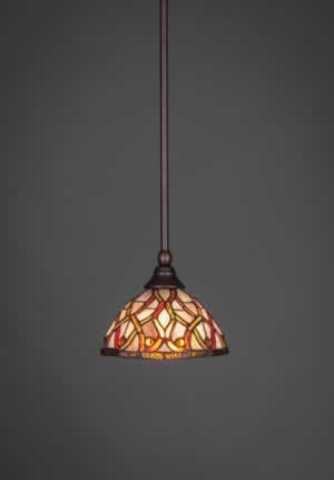 Stem Mini Pendant With Hang Straight Swivel Shown In Bronze Finish With 7” Persian Tiffany Glass