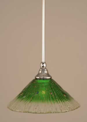 Stem Mini Pendant With Hang Straight Swivel Shown In Chrome Finish With 10" Kiwi Green Crystal Glass "