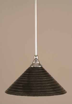 Stem Mini Pendant With Hang Straight Swivel Shown In Chrome Finish With 12" Charcoal Spiral Glass "