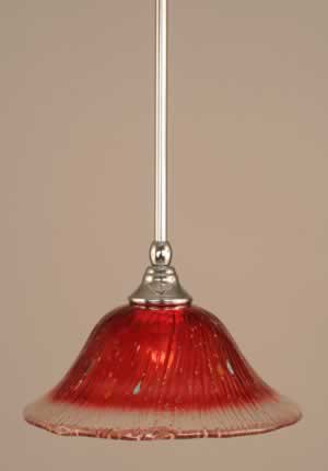 Stem Mini Pendant With Hang Straight Swivel Shown In Chrome Finish With 10" Raspberry Crystal Glass "