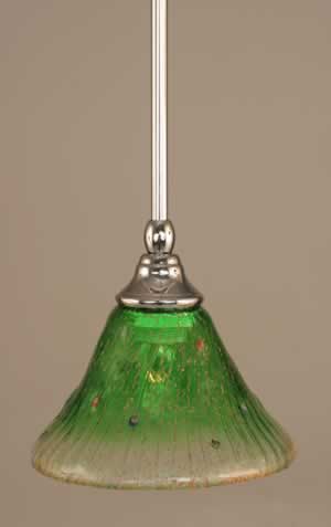 Stem Mini Pendant With Hang Straight Swivel Shown In Chrome Finish With 7" Kiwi Green Crystal Glass "