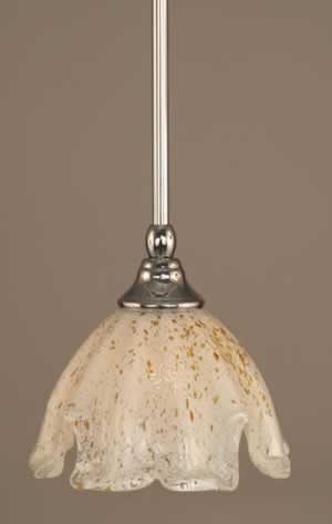 Stem Mini Pendant With Hang Straight Swivel Shown In Chrome Finish With 7" Gold Ice Glass "