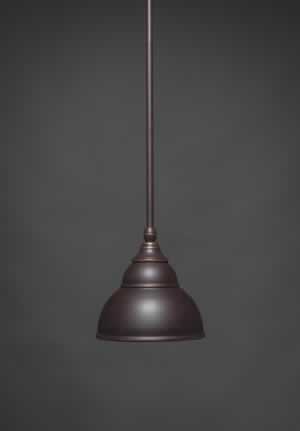 Stem Mini Pendant With Hang Straight Swivel Shown In Dark Granite Finish With 7" Double Bubble Metal Shade"