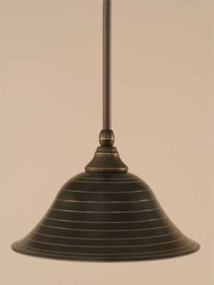Stem Mini Pendant With Hang Straight Swivel Shown In Dark Granite Finish With 10" Charcoal Spiral Glass