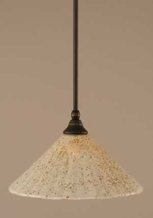 Stem Mini Pendant With Hang Straight Swivel Shown In Dark Granite Finish With 12" Gold Ice Glass