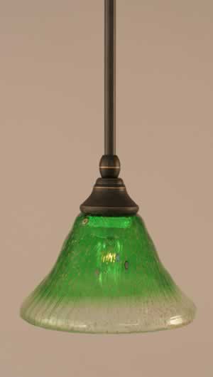 Stem Mini Pendant With Hang Straight Swivel Shown In Dark Granite Finish With 7" Kiwi Green Crystal Glass