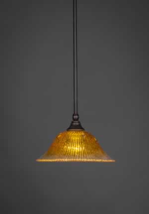Stem Mini Pendant With Hang Straight Swivel Shown In Dark Granite Finish With 10" Gold Champagne Crystal Glass