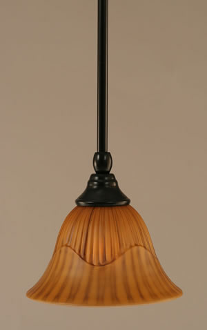 Stem Mini Pendant With Hang Straight Swivel Shown In Matte Black Finish With 7" Tiger Glass