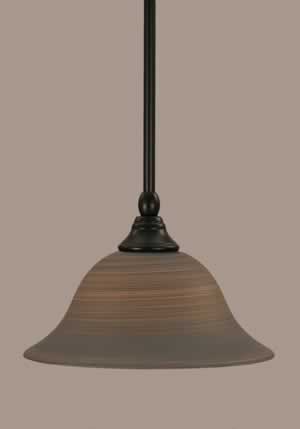 Stem Mini Pendant With Hang Straight Swivel Shown In Matte Black Finish With 10" Gray Linen Glass