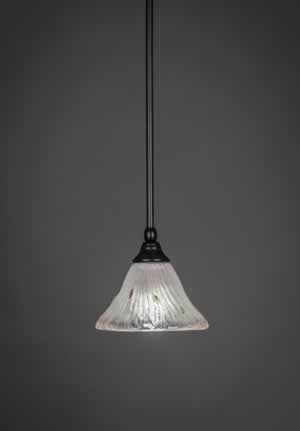Stem Mini Pendant With Hang Straight Swivel Shown In Matte Black Finish With 7" Frosted Crystal Glass