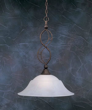 Bronze Finish 1 Light Downlights Pendant with 20" White Marble Glass