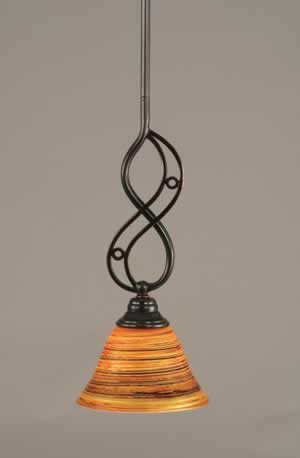 Jazz Mini Pendant With Hang Straight Swivel Shown In Black Copper Finish With 7" Firré Saturn Glass