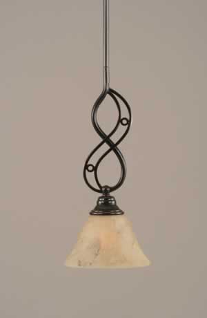 Jazz Mini Pendant With Hang Straight Swivel Shown In Black Copper Finish With 7" Italian Marble Glass