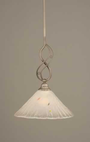 Jazz Mini Pendant With Hang Straight Swivel Shown In Brushed Nickel Finish With 12" Frosted Crystal Glass