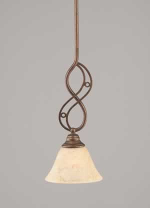 Jazz Mini Pendant With Hang Straight Swivel Shown In Bronze Finish With 7" Italian Marble Glass