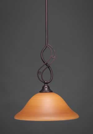 Jazz Mini Pendant With Hang Straight Swivel Shown In Brushed Nickel Finish With 12" Cayenne Linen Glass