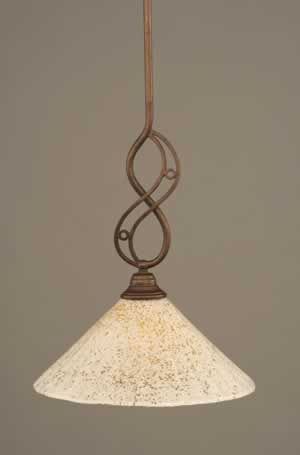Jazz Mini Pendant With Hang Straight Swivel Shown In Bronze Finish With 12" Gold Ice Glass