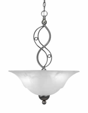 Jazz Pendant With 3 Bulbs Shown In Brushed Nickel Finish With 20" White Marble Glass