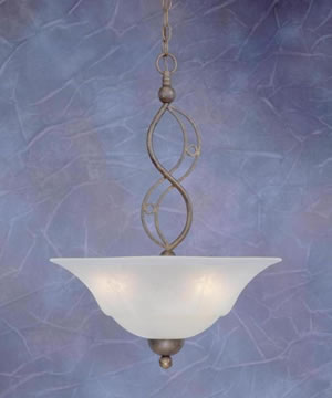 Jazz Pendant With 3 Bulbs Shown In Bronze Finish With 20" White Marble Glass