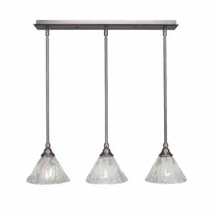 3 Light Multi Light Mini Pendant With Hang Straight Swivels Shown In Brushed Nickel Finish With 7" Italian Ice Glass