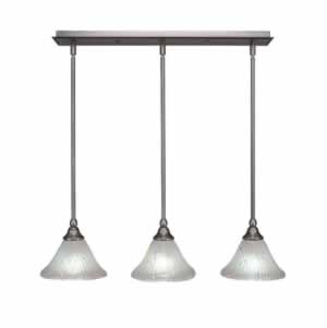 3 Light Multi Light Mini Pendant With Hang Straight Swivels Shown In Brushed Nickel Finish With 7" Frosted Crystal Glass