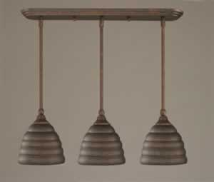 3 Light Multi Light Mini Pendant With Hang Straight Swivels Shown In Bronze Finish With 6" Beehive Metal Shade"