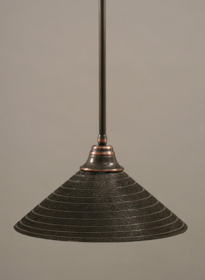 Stem Pendant With Hang Straight Swivel Shown In Black Copper Finish With 16" Charcoal Spiral Glass